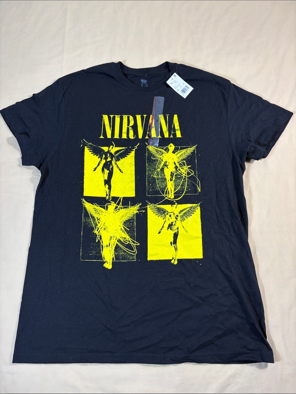 NWT Nirvana In Utero Graphic Band T-Shirt Black Yellow XL